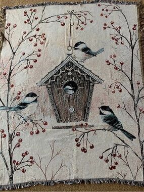 XL Decorative Birdhouse Nature Tapestry Blanket Throw 60x50 Cottagecore Rustic